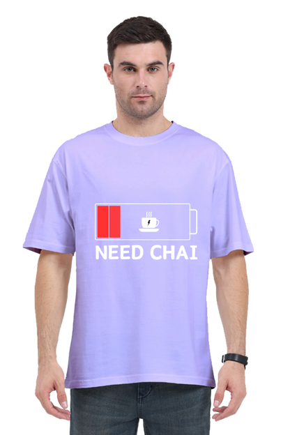 MEN || ROUND NECK OVERSIZED CLASSIC T-SHIRT || STREETWEAR || TEA LOVER || TEA ADDICT || NEED CHAI || INDIAN TEA