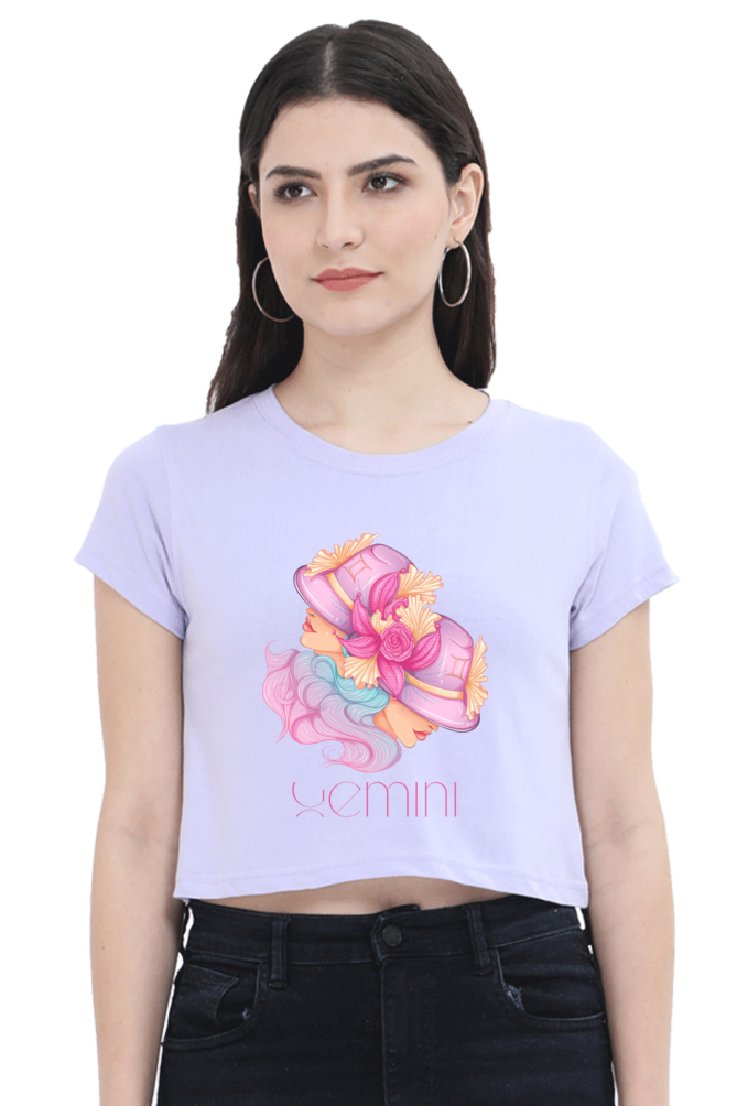 WOMEN || CROP TOP || ZODIAC SIGN || ASTROLOGY || GEMINI || FLORAL PRINT || BIRTHDAY || GIFTS FOR HER