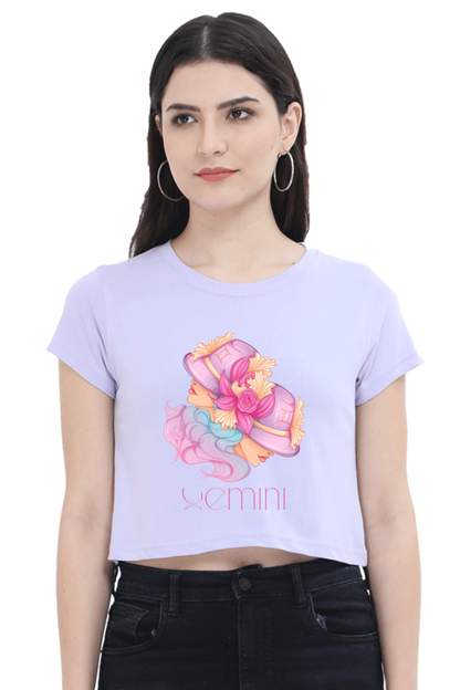 WOMEN || CROP TOP || ZODIAC SIGN || ASTROLOGY || GEMINI || FLORAL PRINT || BIRTHDAY || GIFTS FOR HER