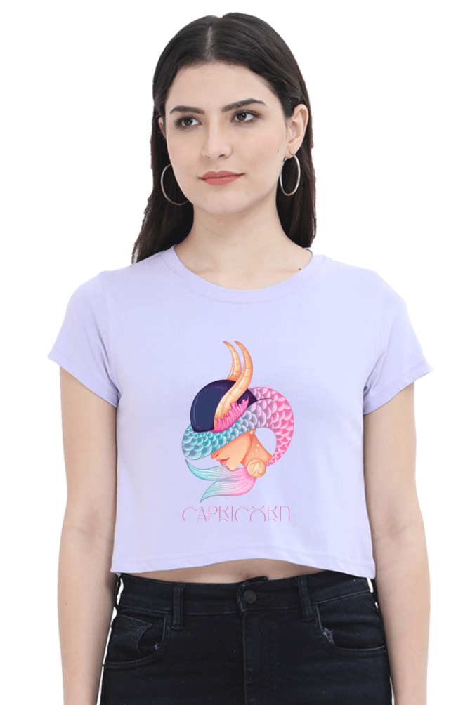 WOMEN || CROP TOP || ZODIAC SIGN || ASTROLOGY || CAPRICORN || EARTH || VECTOR ART || MERMAID || HORNED GOAT || BIRTHDAY || GIFT FOR HER