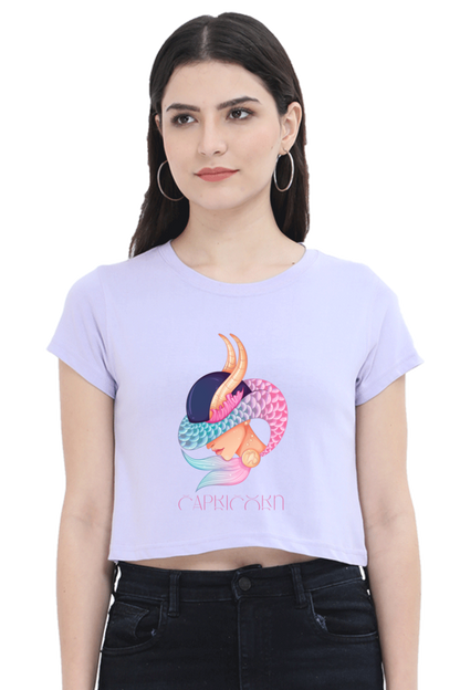 WOMEN || CROP TOP || ZODIAC SIGN || ASTROLOGY || CAPRICORN || EARTH || VECTOR ART || MERMAID || HORNED GOAT || BIRTHDAY || GIFT FOR HER