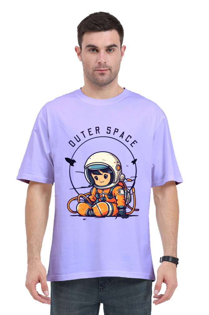 MEN || ROUND NECK OVERSIZED CLASSIC T-SHIRT || SPACE GRAPHIC || CUTE ASTRONAUT || VECTOR ART