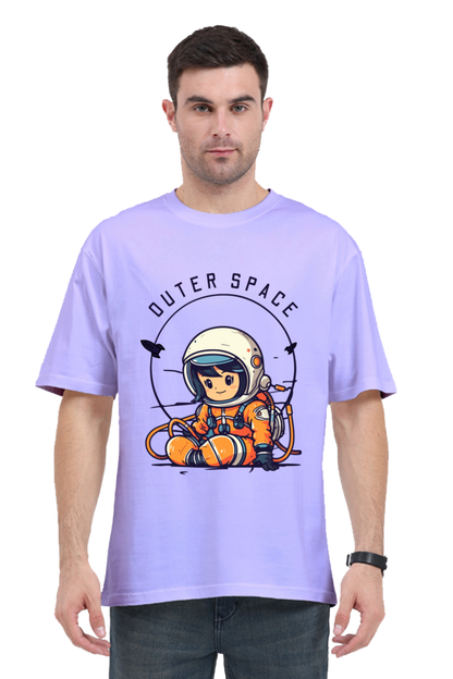 MEN || ROUND NECK OVERSIZED CLASSIC T-SHIRT || SPACE GRAPHIC || CUTE ASTRONAUT || VECTOR ART