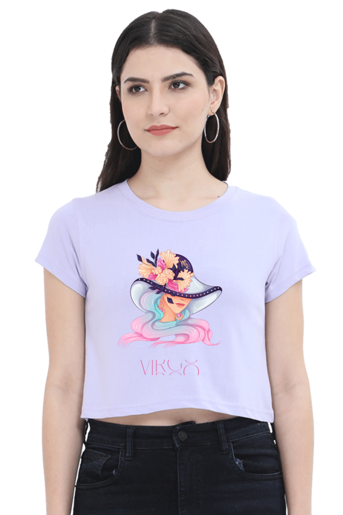 WOMEN || CROP TOP || ZODIAC SIGN || ASTROLOGY || VIRGO || FLORAL PRINT || VECTOR ART || COSMIC || BIRTHDAY || GIFTS FOR HER