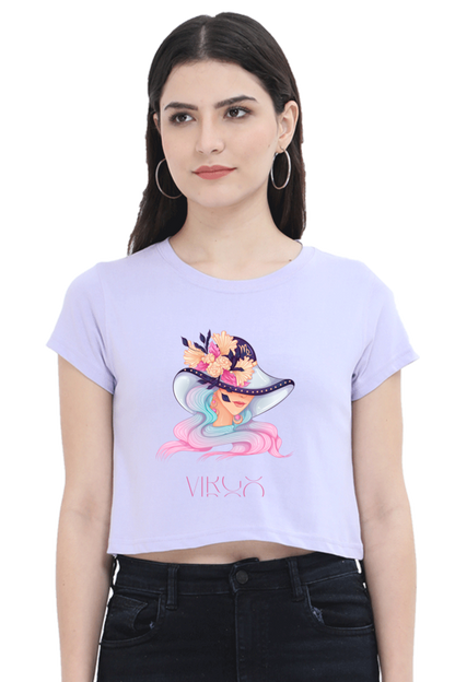 WOMEN || CROP TOP || ZODIAC SIGN || ASTROLOGY || VIRGO || FLORAL PRINT || VECTOR ART || COSMIC || BIRTHDAY || GIFTS FOR HER