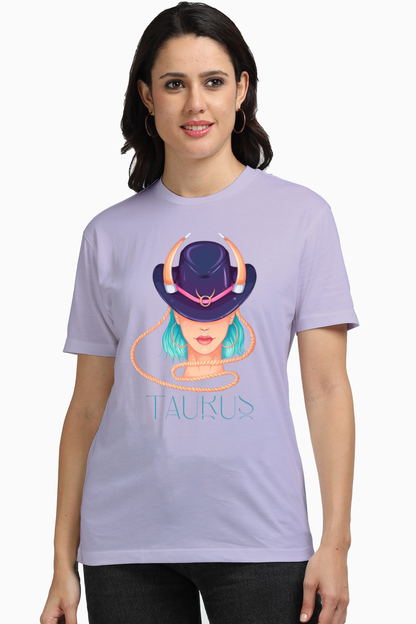 WOMEN || ROUND NECK T-SHIRT || ZODIAC SIGN || ASTROLOGY || TAURUS || HORNS || BIRTHDAY || GIFTS FOR HER