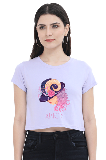 WOMEN || CROP TOP || ZODIAC SIGN || ASTROLOGY || ARIES || FLORAL PRINT || BIRTHDAY || GIFTS FOR HER