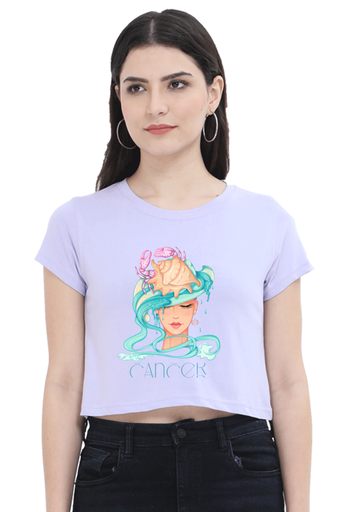 WOMEN || CROP TOP || ZODIAC SIGN || ASTROLOGY || CANCER || CRAB DESIGN || PSYCHEDELIC ART || BIRTHDAY || GIFTS FOR HER