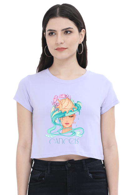 WOMEN || CROP TOP || ZODIAC SIGN || ASTROLOGY || CANCER || CRAB DESIGN || PSYCHEDELIC ART || BIRTHDAY || GIFTS FOR HER