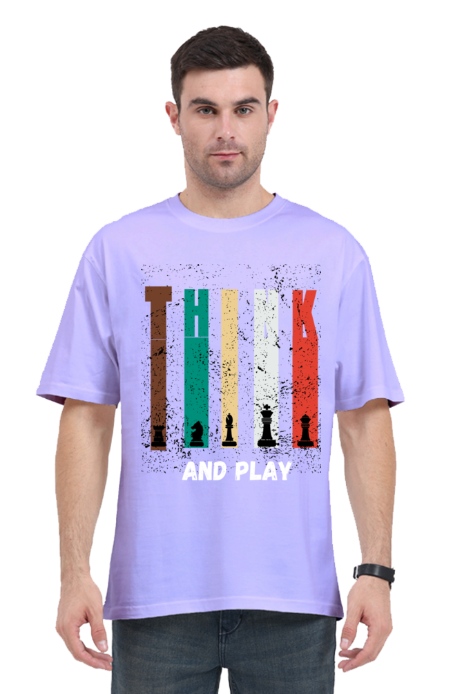 MEN || ROUND NECK OVERSIZED CLASSIC T-SHIRT || CHESS LOVER || THINK AND PLAY