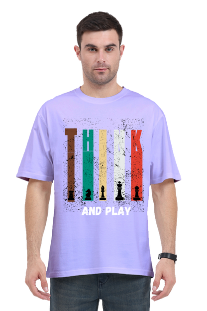 MEN || ROUND NECK OVERSIZED CLASSIC T-SHIRT || CHESS LOVER || THINK AND PLAY