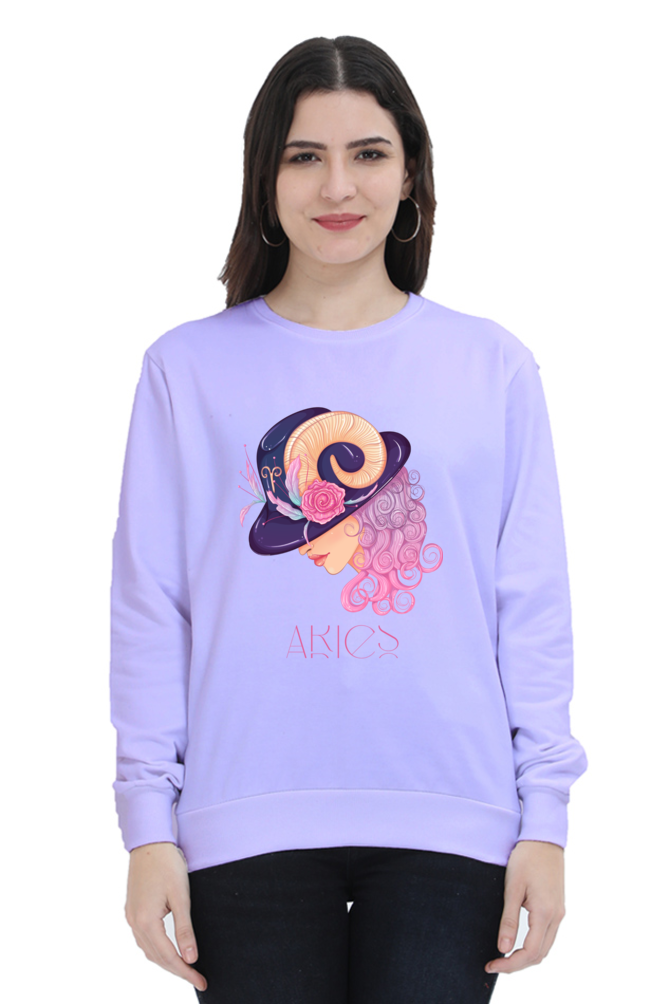 WOMEN || SWEATSHIRT || ZODIAC SIGN || ASTROLOGY || ARIES || FLORAL PRINT || BIRTHDAY || GIFTS FOR HER