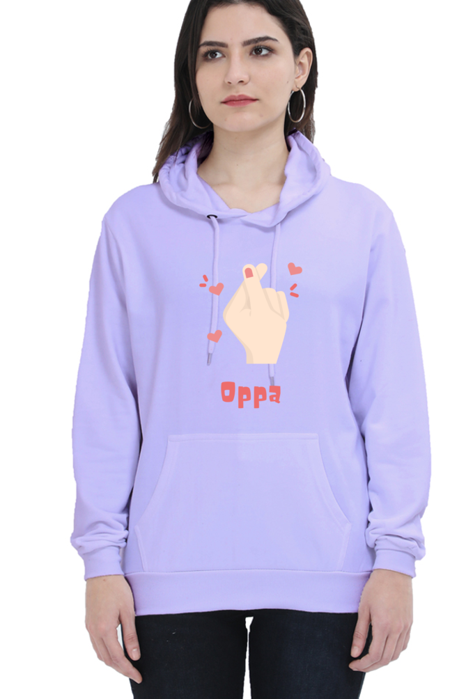 WOMEN || HOODIE SWEATSHIRT || K DRAMA OPPA FINGER HEART SARANGHAE