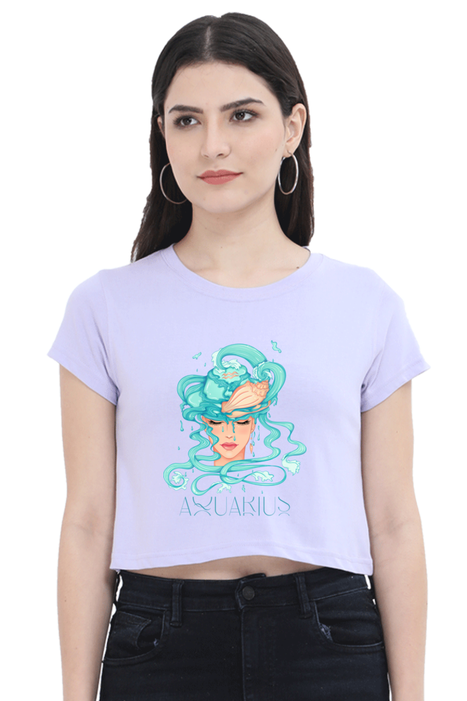 WOMEN || CROP TOP || ZODIAC SIGN || ASTROLOGY || AQUARIUS || CONFIDENCE || WATER || PSYCHEDELIC ART || BIRTHDAY || GIFT FOR HER