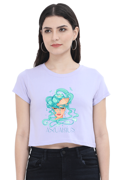 WOMEN || CROP TOP || ZODIAC SIGN || ASTROLOGY || AQUARIUS || CONFIDENCE || WATER || PSYCHEDELIC ART || BIRTHDAY || GIFT FOR HER