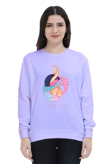 WOMEN || SWEATSHIRT || ZODIAC SIGN || ASTROLOGY || CAPRICORN || EARTH || VECTOR ART || MERMAID || HORNED GOAT || BIRTHDAY || GIFT FOR HER