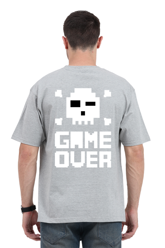 MEN || ROUND NECK OVERSIZED CLASSIC T-SHIRT || GAMING || RETRO || NINTENDO || VIDEO GAME || GAMER STYLE || GAME OVER || BACK DESIGN