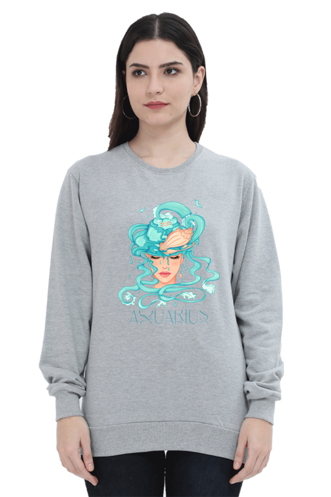 WOMEN || SWEATSHIRT || ZODIAC SIGN || ASTROLOGY || AQUARIUS || CONFIDENCE || WATER || PSYCHEDELIC ART || BIRTHDAY || GIFT FOR HER