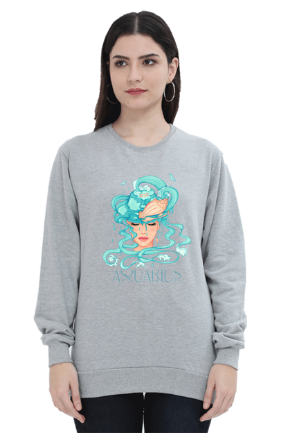 WOMEN || SWEATSHIRT || ZODIAC SIGN || ASTROLOGY || AQUARIUS || CONFIDENCE || WATER || PSYCHEDELIC ART || BIRTHDAY || GIFT FOR HER