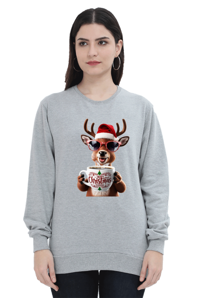 WOMEN || SWEATSHIRT || STREETWEAR || COFFEE LOVER || COFFEE ADDICT || REINDEER || FUNNY || CHRISTMAS GIFT || GIFT FOR HER || WINTER WEAR