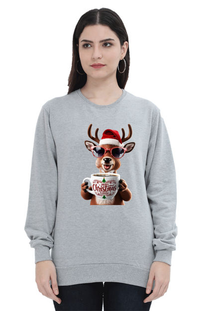 WOMEN || SWEATSHIRT || STREETWEAR || COFFEE LOVER || COFFEE ADDICT || REINDEER || FUNNY || CHRISTMAS GIFT || GIFT FOR HER || WINTER WEAR