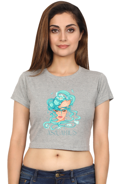 WOMEN || CROP TOP || ZODIAC SIGN || ASTROLOGY || AQUARIUS || CONFIDENCE || WATER || PSYCHEDELIC ART || BIRTHDAY || GIFT FOR HER