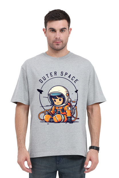 MEN || ROUND NECK OVERSIZED CLASSIC T-SHIRT || SPACE GRAPHIC || CUTE ASTRONAUT || VECTOR ART