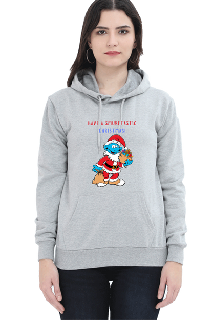 WOMEN || HOODIE SWEATSHIRT ||  FUNNY QUOTES || MERRY CHRISTMAS || SMURFS || SANTA CLAUS || CARTOON CHARACTER || SMURF SANTA || HOLIDAY FASHION || CHRISTMAS GIFTS || WINTER WEAR