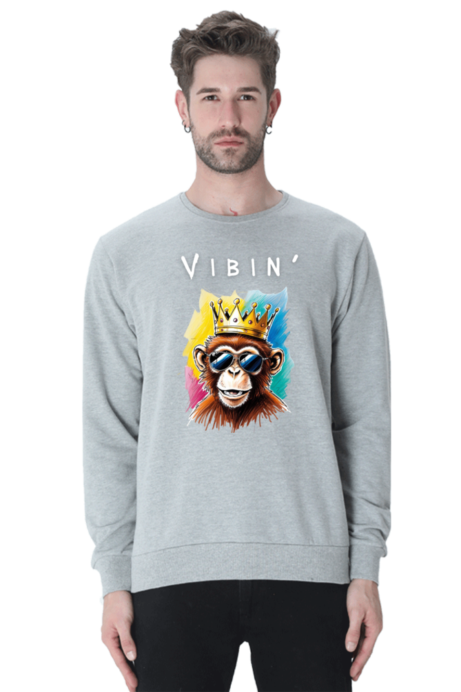 MEN || SWEATSHIRT || STREETWEAR || STREET ART || POSITIVE VIBES || BLACK COLOUR || MONKEY || WINTER WEAR || FASHION