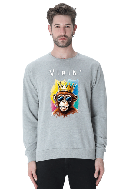 MEN || SWEATSHIRT || STREETWEAR || STREET ART || POSITIVE VIBES || BLACK COLOUR || MONKEY || WINTER WEAR || FASHION