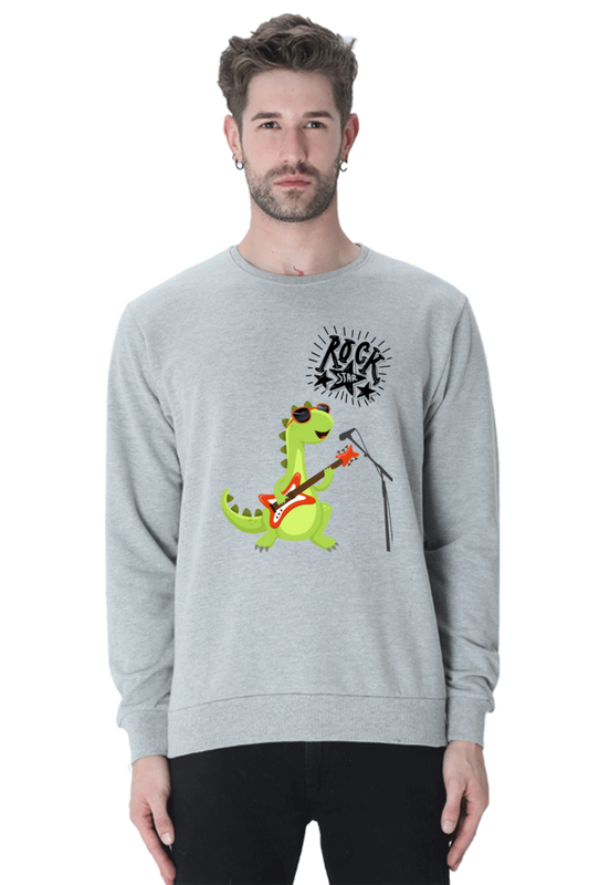 MEN || SWEATSHIRT || CARTOON || DINOSAUR || ROCKSTAR || GUITAR || FUNNY || HUMOROUS || TRENDY || FASHION