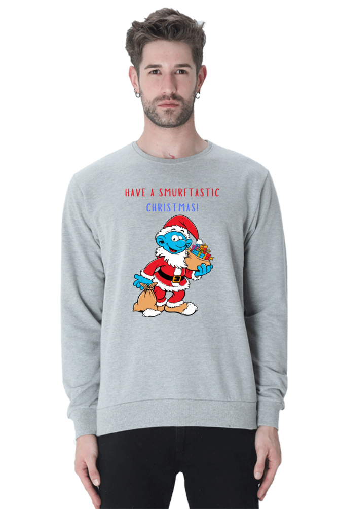 MEN || SWEATSHIRT || FUNNY QUOTES || MERRY CHRISTMAS || SMURFS || SANTA CLAUS || CARTOON CHARACTER || SMURF SANTA || HOLIDAY FASHION || CHRISTMAS GIFTS || WINTER WEAR