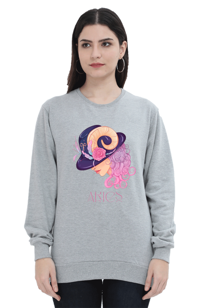 WOMEN || SWEATSHIRT || ZODIAC SIGN || ASTROLOGY || ARIES || FLORAL PRINT || BIRTHDAY || GIFTS FOR HER