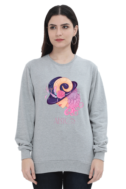 WOMEN || SWEATSHIRT || ZODIAC SIGN || ASTROLOGY || ARIES || FLORAL PRINT || BIRTHDAY || GIFTS FOR HER