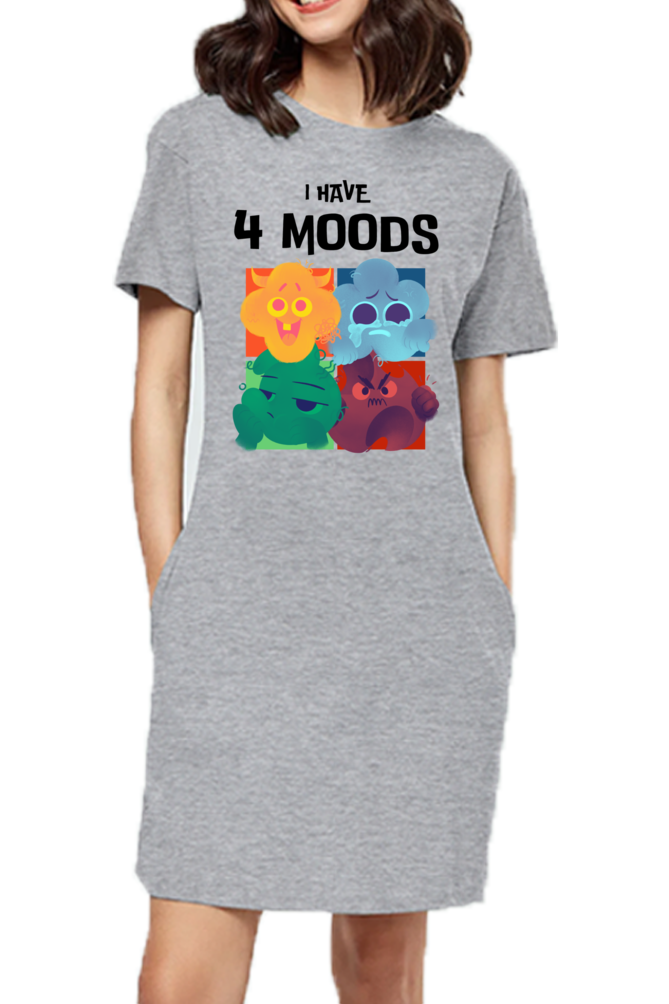 WOMEN || T-SHIRT DRESS || MOOD SWINGS || HUMOR || QUIRKY || GRAPHIC DESIGN || FUNNY QUOTES || GIFT FOR HER