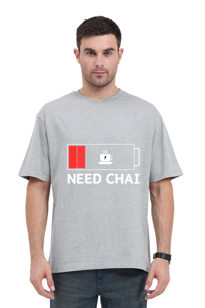 MEN || ROUND NECK OVERSIZED CLASSIC T-SHIRT || STREETWEAR || TEA LOVER || TEA ADDICT || NEED CHAI || INDIAN TEA