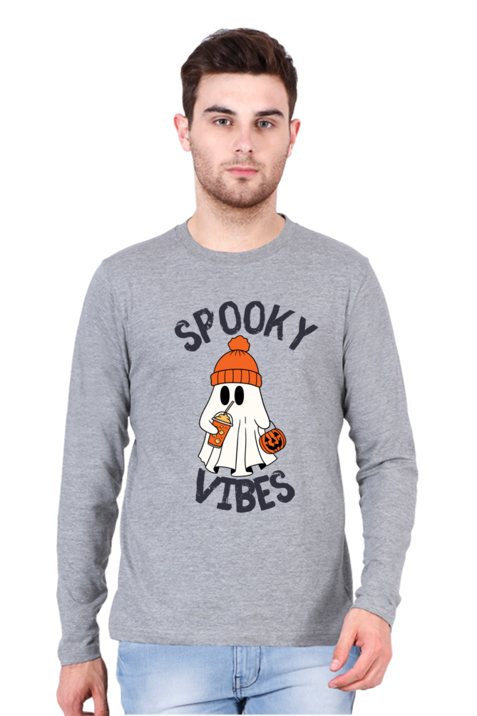 MEN || ROUND NECK FULL SLEEVES T-SHIRT || STREETWEAR || GHOST || PUMPKIN || SPOOKY || FUNNY || HALLOWEEN || CHRISTMAS GIFT