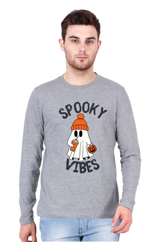 MEN || ROUND NECK FULL SLEEVES T-SHIRT || STREETWEAR || GHOST || PUMPKIN || SPOOKY || FUNNY || HALLOWEEN || CHRISTMAS GIFT