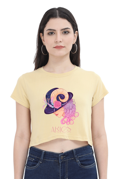 WOMEN || CROP TOP || ZODIAC SIGN || ASTROLOGY || ARIES || FLORAL PRINT || BIRTHDAY || GIFTS FOR HER