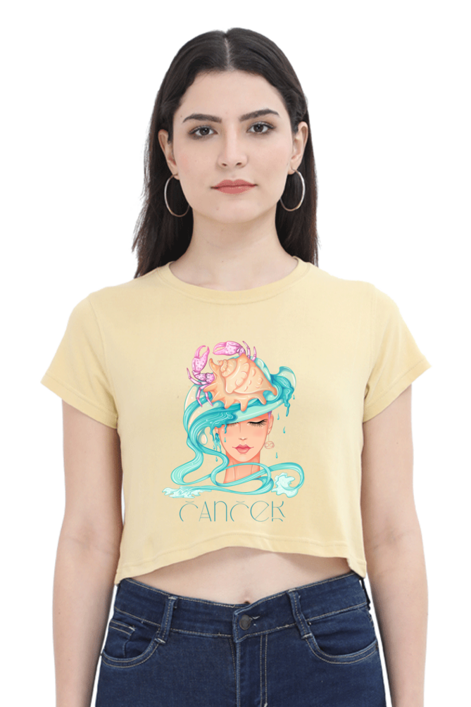 WOMEN || CROP TOP || ZODIAC SIGN || ASTROLOGY || CANCER || CRAB DESIGN || PSYCHEDELIC ART || BIRTHDAY || GIFTS FOR HER