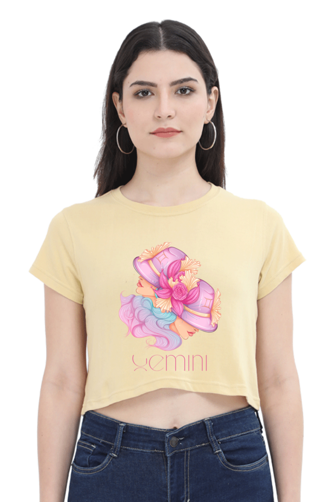 WOMEN || CROP TOP || ZODIAC SIGN || ASTROLOGY || GEMINI || FLORAL PRINT || BIRTHDAY || GIFTS FOR HER