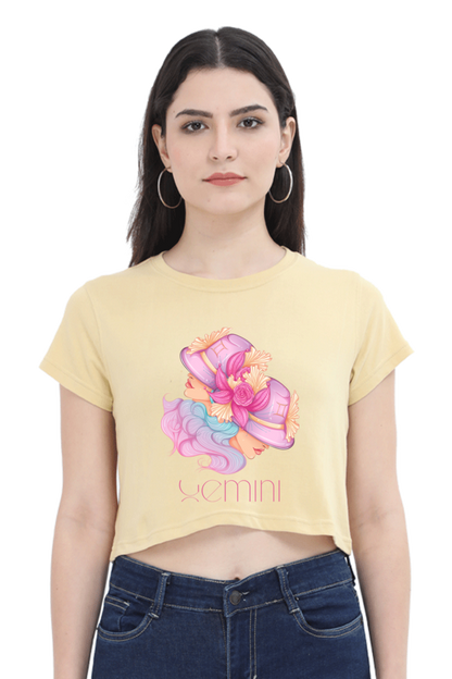 WOMEN || CROP TOP || ZODIAC SIGN || ASTROLOGY || GEMINI || FLORAL PRINT || BIRTHDAY || GIFTS FOR HER