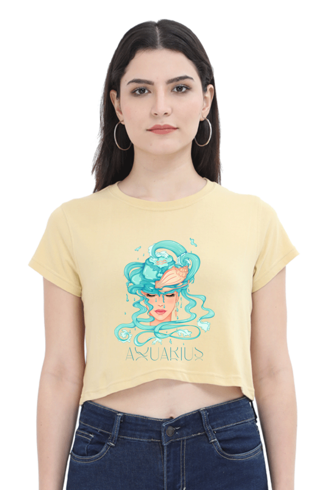 WOMEN || CROP TOP || ZODIAC SIGN || ASTROLOGY || AQUARIUS || CONFIDENCE || WATER || PSYCHEDELIC ART || BIRTHDAY || GIFT FOR HER