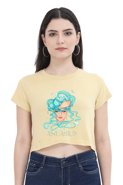 WOMEN || CROP TOP || ZODIAC SIGN || ASTROLOGY || AQUARIUS || CONFIDENCE || WATER || PSYCHEDELIC ART || BIRTHDAY || GIFT FOR HER