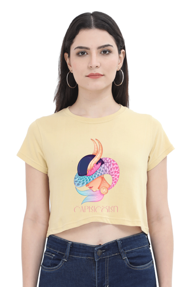 WOMEN || CROP TOP || ZODIAC SIGN || ASTROLOGY || CAPRICORN || EARTH || VECTOR ART || MERMAID || HORNED GOAT || BIRTHDAY || GIFT FOR HER