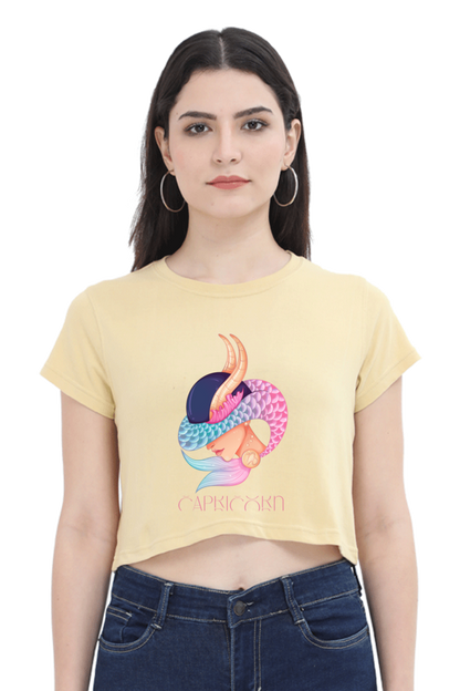 WOMEN || CROP TOP || ZODIAC SIGN || ASTROLOGY || CAPRICORN || EARTH || VECTOR ART || MERMAID || HORNED GOAT || BIRTHDAY || GIFT FOR HER