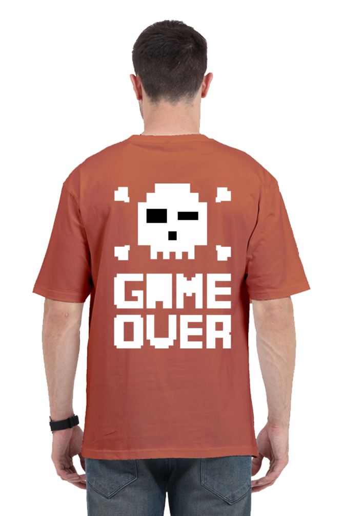 MEN || ROUND NECK OVERSIZED CLASSIC T-SHIRT || GAMING || RETRO || NINTENDO || VIDEO GAME || GAMER STYLE || GAME OVER || BACK DESIGN