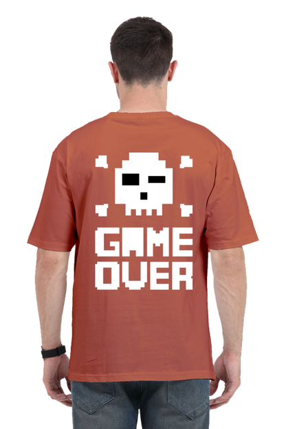 MEN || ROUND NECK OVERSIZED CLASSIC T-SHIRT || GAMING || RETRO || NINTENDO || VIDEO GAME || GAMER STYLE || GAME OVER || BACK DESIGN