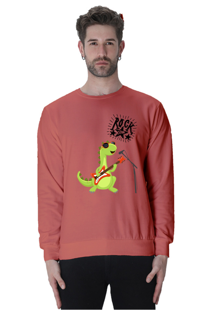 MEN || SWEATSHIRT || CARTOON || DINOSAUR || ROCKSTAR || GUITAR || FUNNY || HUMOROUS || TRENDY || FASHION