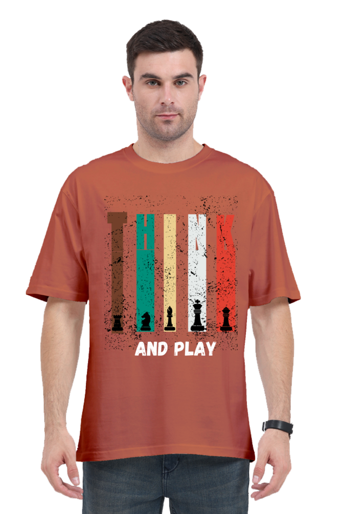 MEN || ROUND NECK OVERSIZED CLASSIC T-SHIRT || CHESS LOVER || THINK AND PLAY